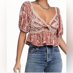Free People Yours Truly Velvet Crop Top - Size Small